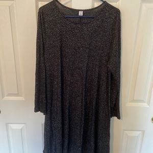 Grey Jersey Knit Long Sleeve Dress